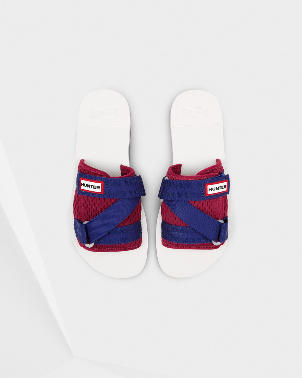 Hunter Original Flatform Beach Slides - Discount Womens White/Red/Blue - UTXPYD197